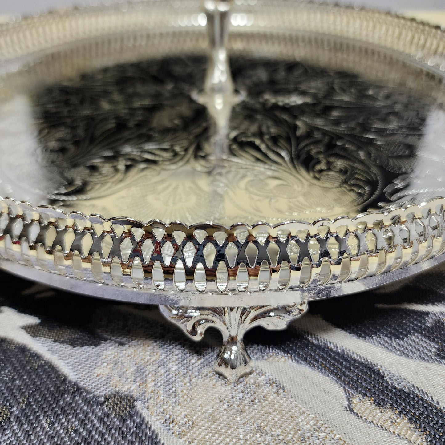 Silver 3 tier Gallery Cake Stand