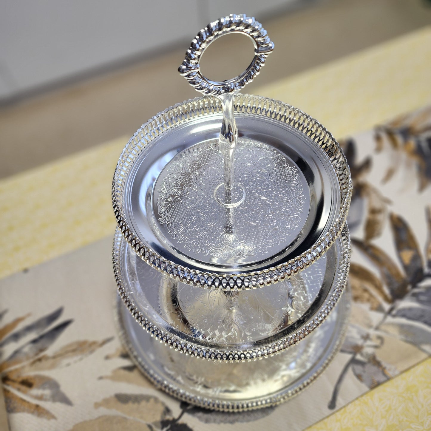 Silver 3 tier Gallery Cake Stand