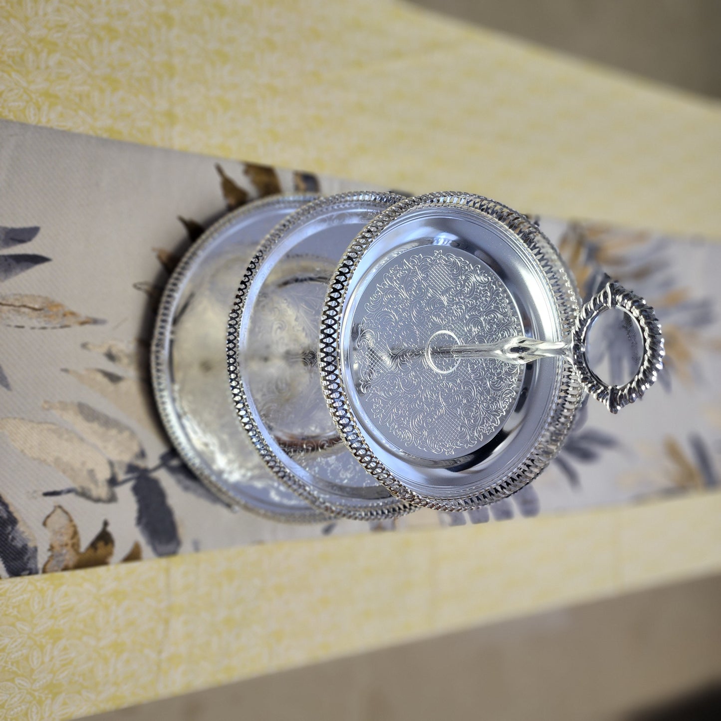 Silver 3 tier Gallery Cake Stand