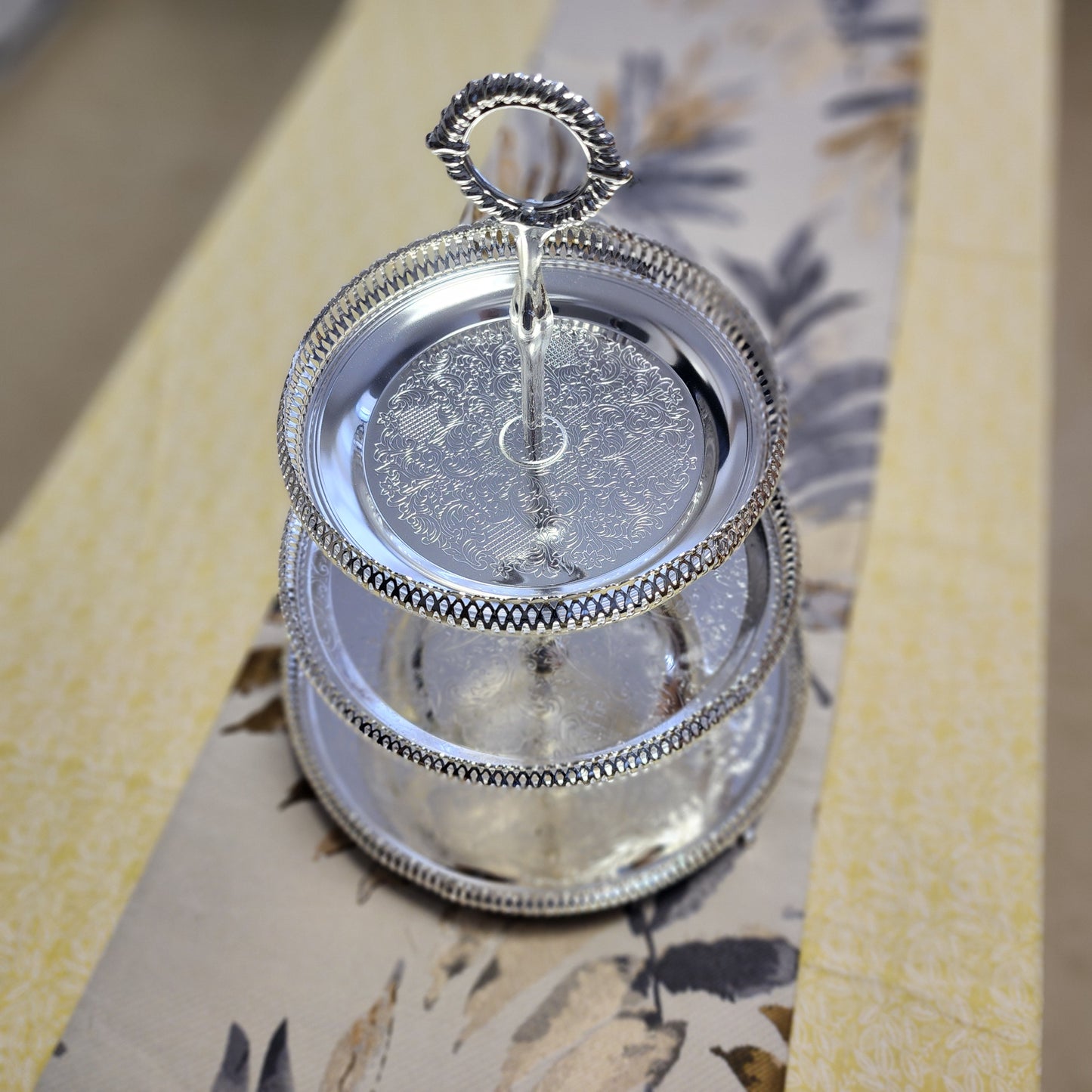 Silver 3 tier Gallery Cake Stand