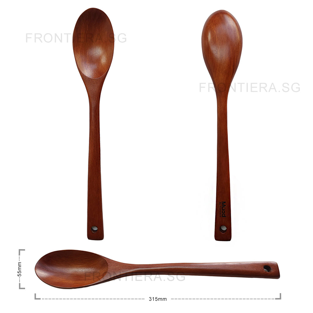 Natural Ottchil Lacquer Wooden Multi Purpose Oval Long Spoon 315mm