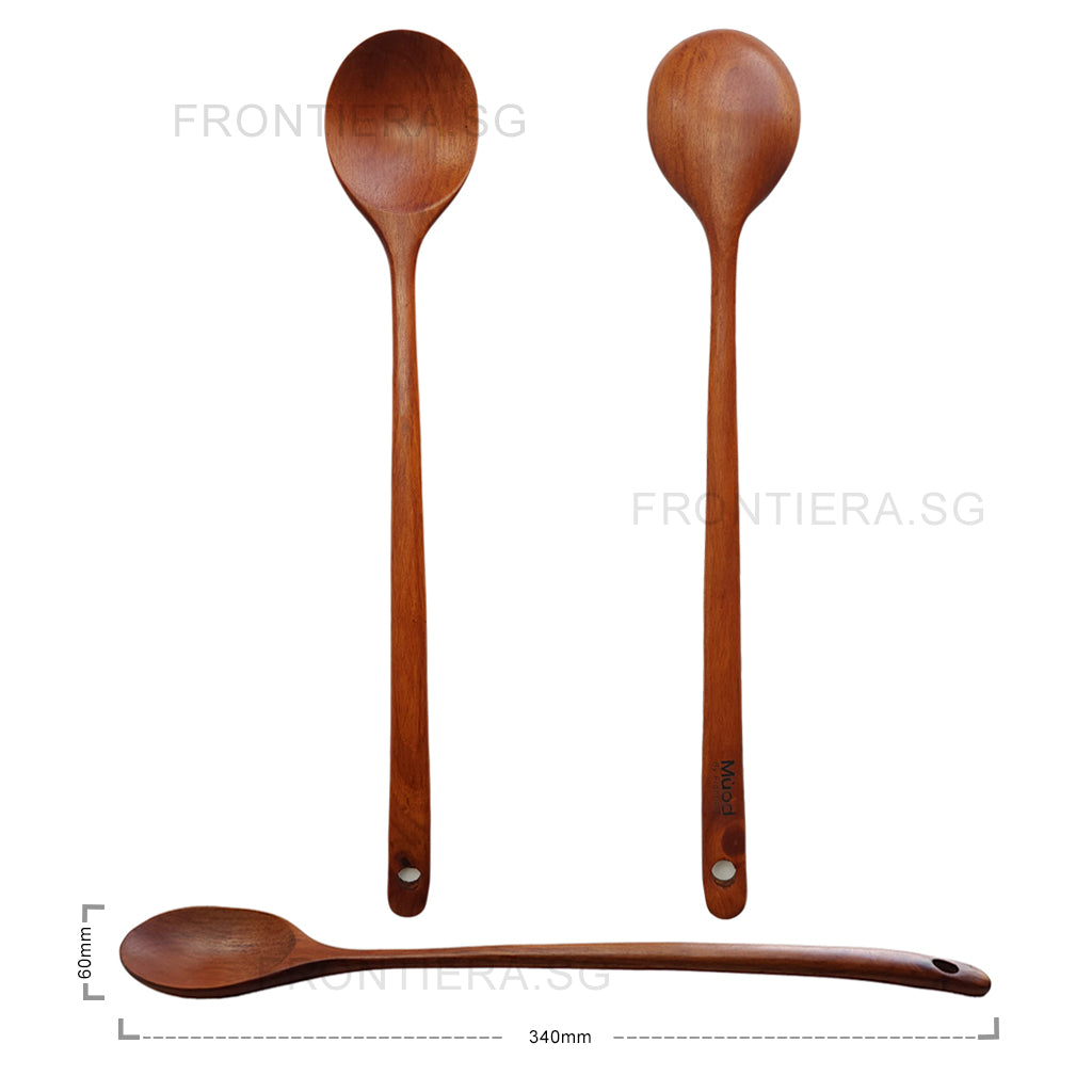 Natural Ottchil Lacquer Wooden Multi Purpose Round Long Spoon 340mm
