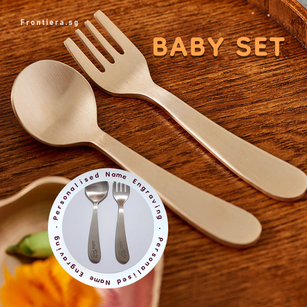 Bangjja Yugi Roda Baby [Fork 1p & Spoon 1p] 2P Cutlery Set + Custome Engraving (Optional)