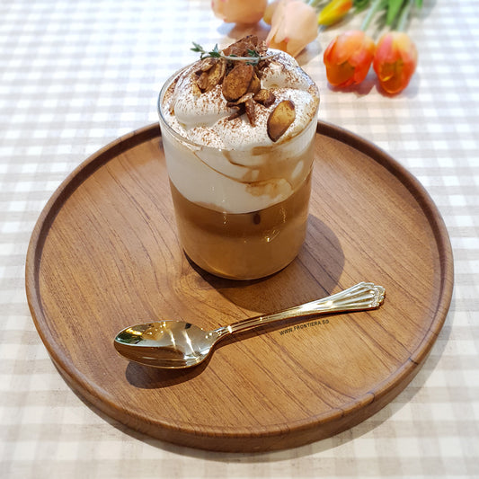 Teakwood Round Tray 250mm + Custome Engraving (Optional)