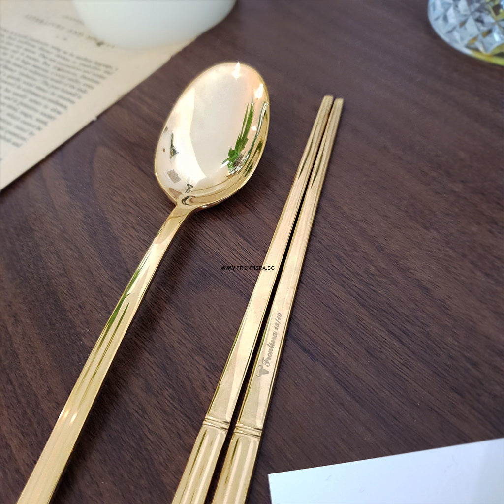Classic Gothic Gold Spoon & Chopstick [Real Gold]