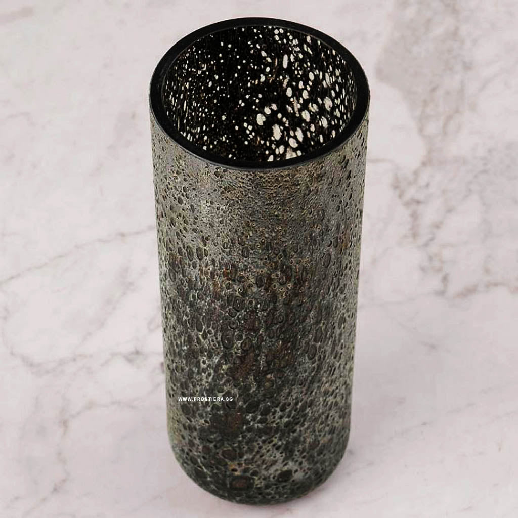 Cratere Space Brwonish black, Hand Blown High Vase(L) Ø105xH285mm