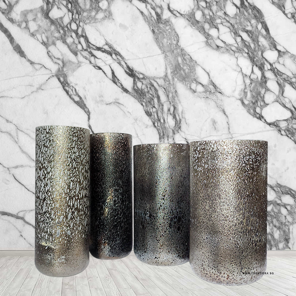 Cratere Space-silver Mouth-blown Medium Vase