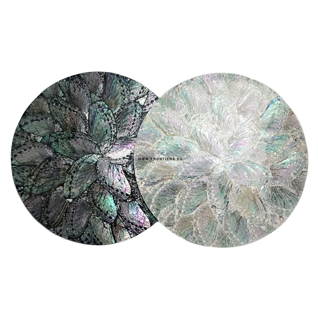 Black Abalone Shell Inlayed 30cm Round Placemats / Tablemats