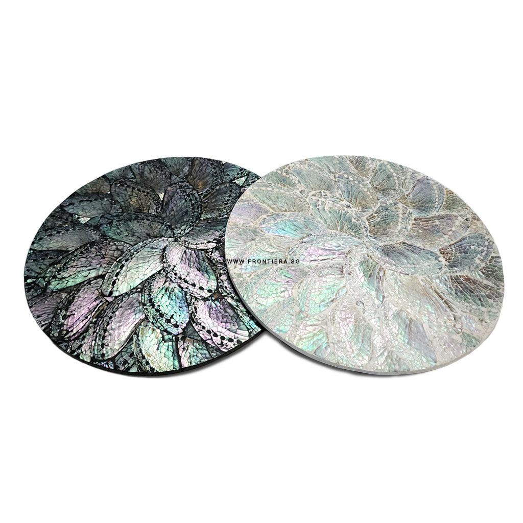 Black Abalone Shell Inlayed 30cm Round Placemats / Tablemats