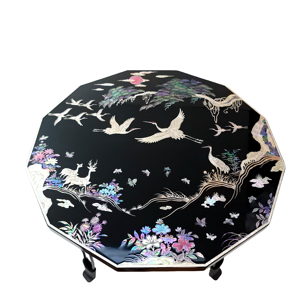 Black Mother of Pearl Inlaid Fordable Coffee Table 400mm