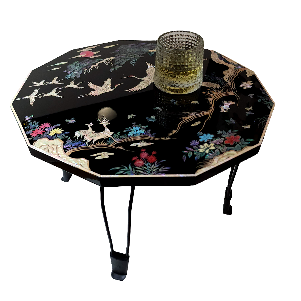 Black Mother of Pearl Inlaid Fordable Coffee Table 400mm