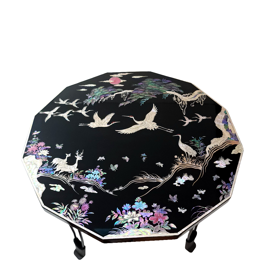 Black Mother of Pearl Inlaid Fordable Coffee Table 400mm