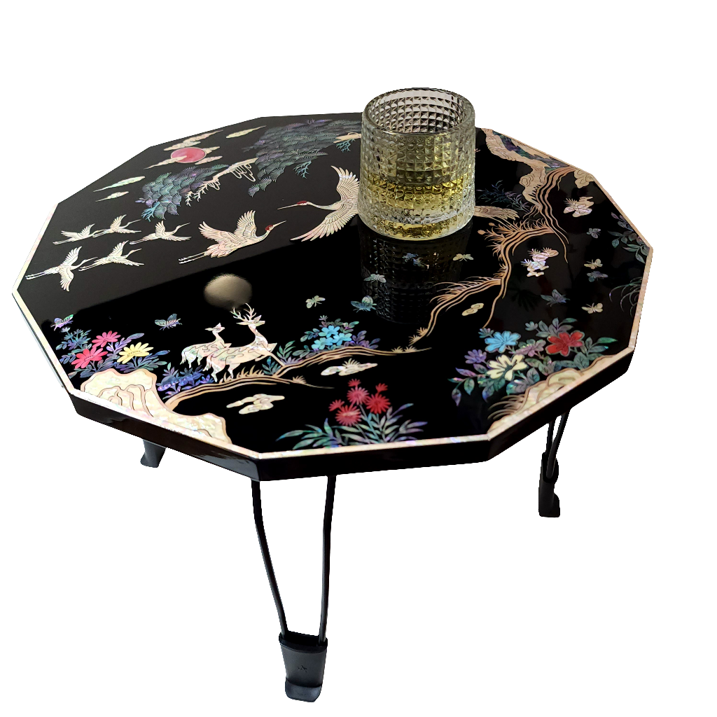 Black Mother of Pearl Inlaid Fordable Coffee Table 400mm