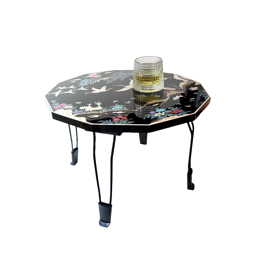 Black Mother of Pearl Inlaid Fordable Coffee Table 400mm