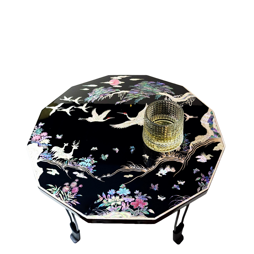 Black Mother of Pearl Inlaid Fordable Coffee Table 400mm