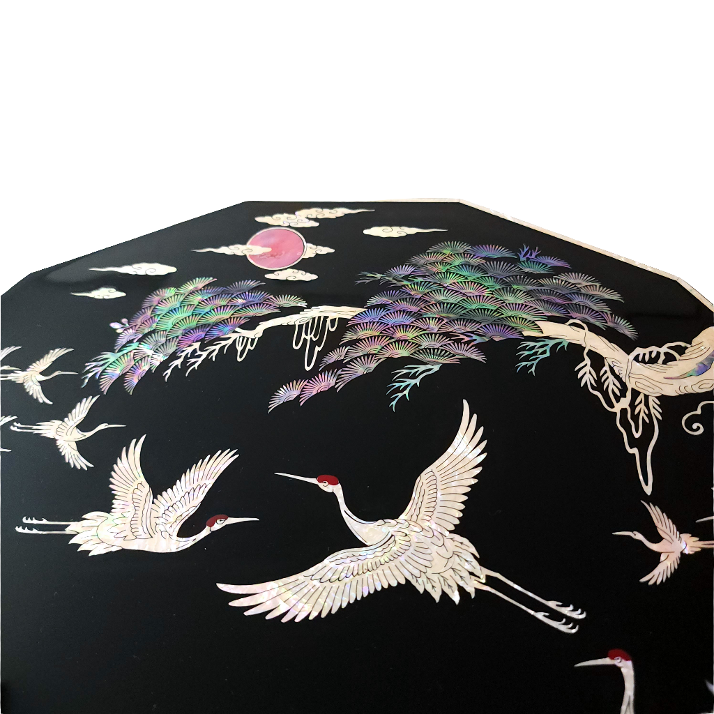 Black Mother of Pearl Inlaid Fordable Coffee Table 400mm