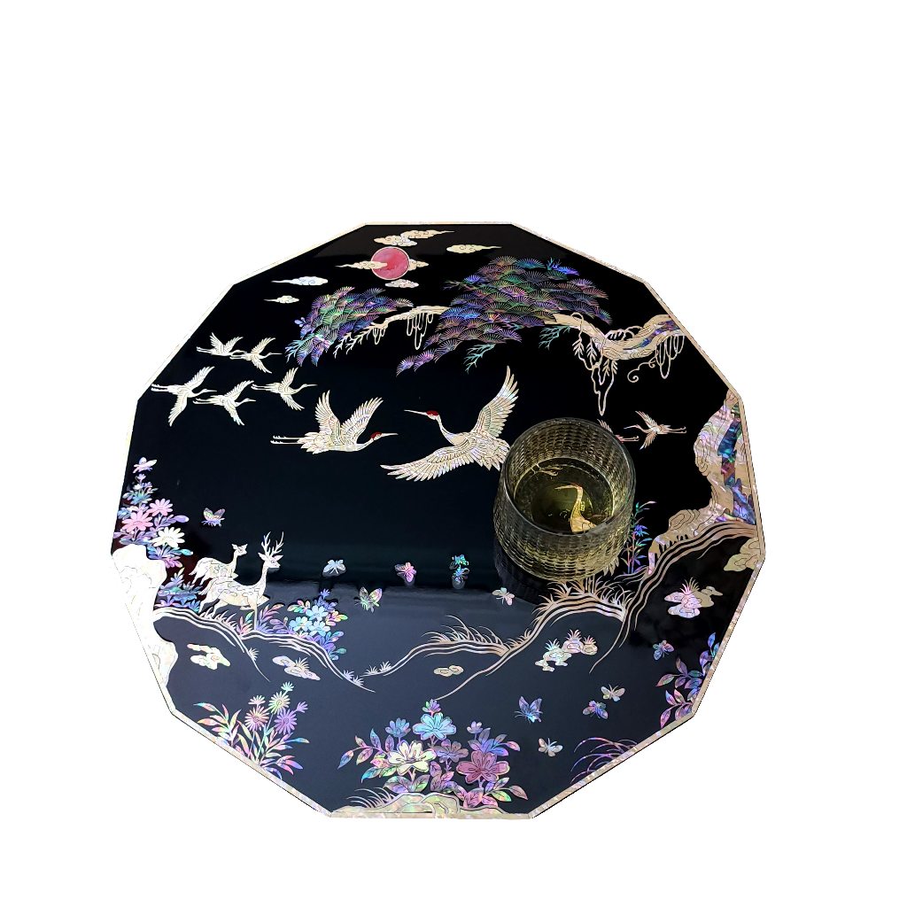 Black Mother of Pearl Inlaid Fordable Coffee Table 400mm