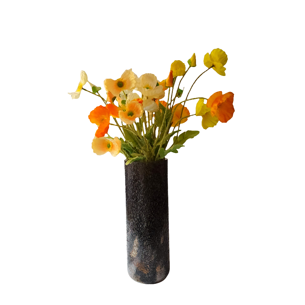 Cratere Space Brwonish black, Hand Blown High Vase(L) Ø105xH285mm
