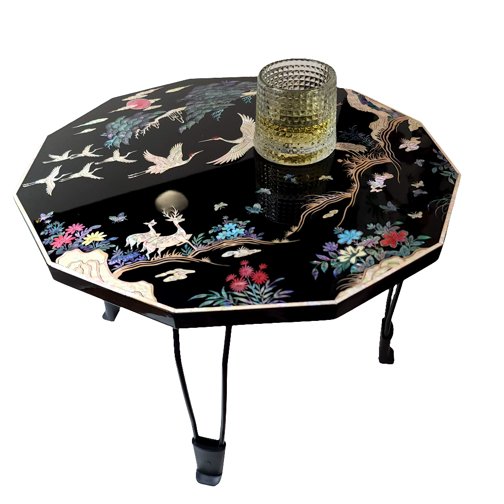 Black Mother of Pearl Inlaid Fordable Coffee Table 400mm