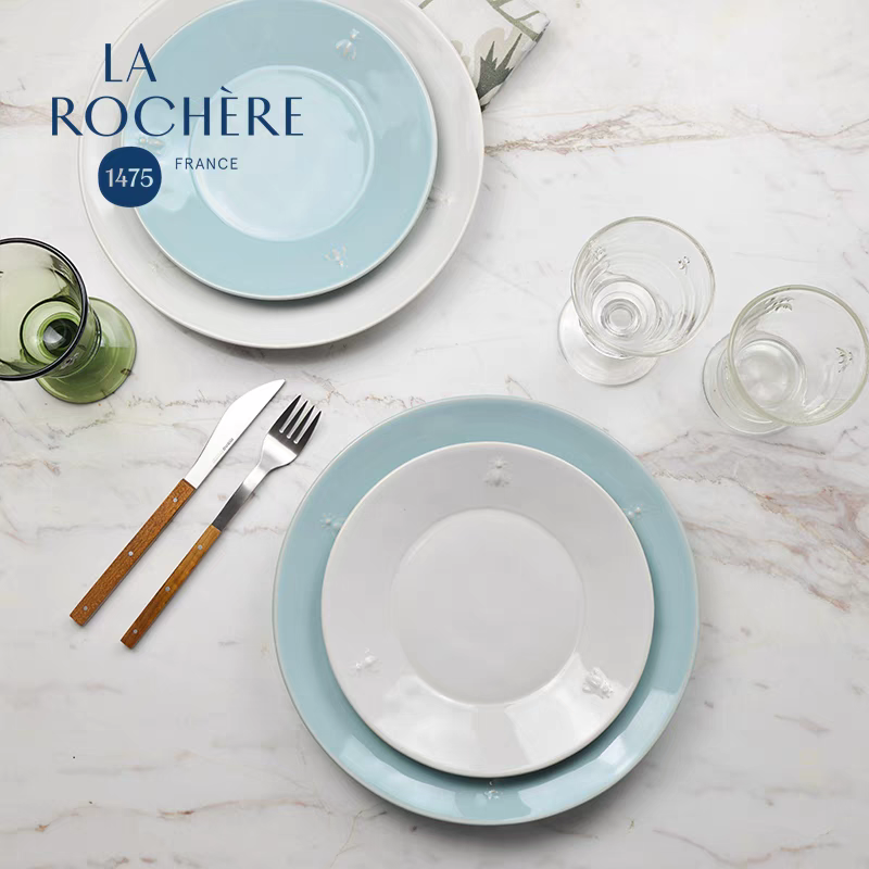 Abeille Bee (Set of 4) Ceramic Blue Dessert Plates Ø214mm