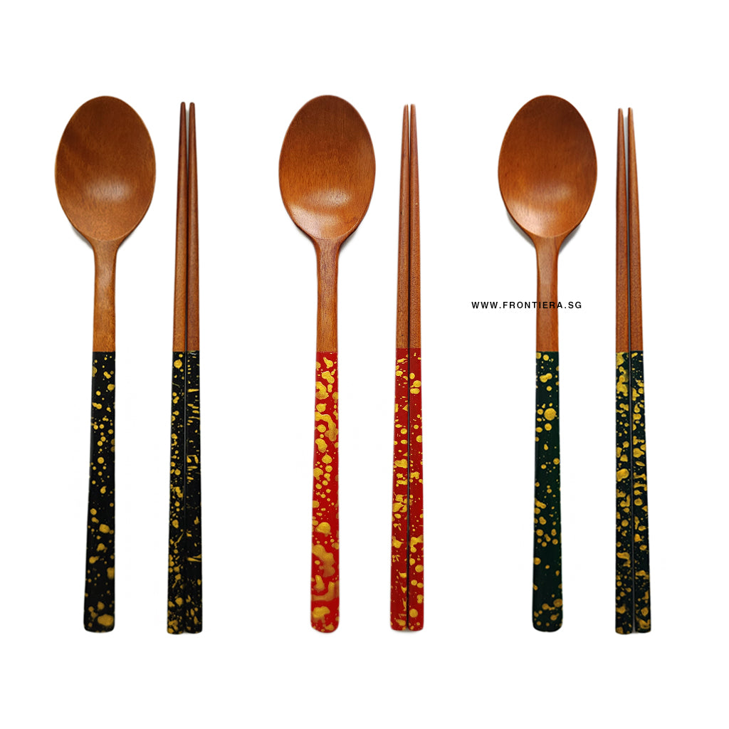 Ottchil Galaxi Wooden Spoon & Chopstick (Deep Green)