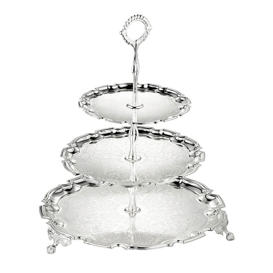 [England Silverware] 3 Tier Chippendale Cake Stand/Dessert Tray