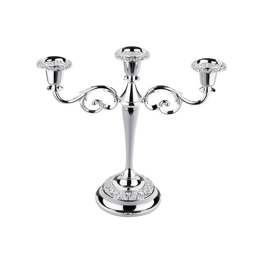 [England Silverware] 3 Arm Rose Candelabra / Luxury Candle Stand