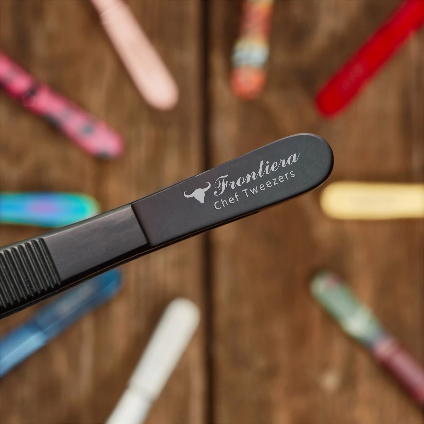 High Precision Offset Chef's Tweezers (20cm/7.87") GREY + Custome Engraving (Optional)