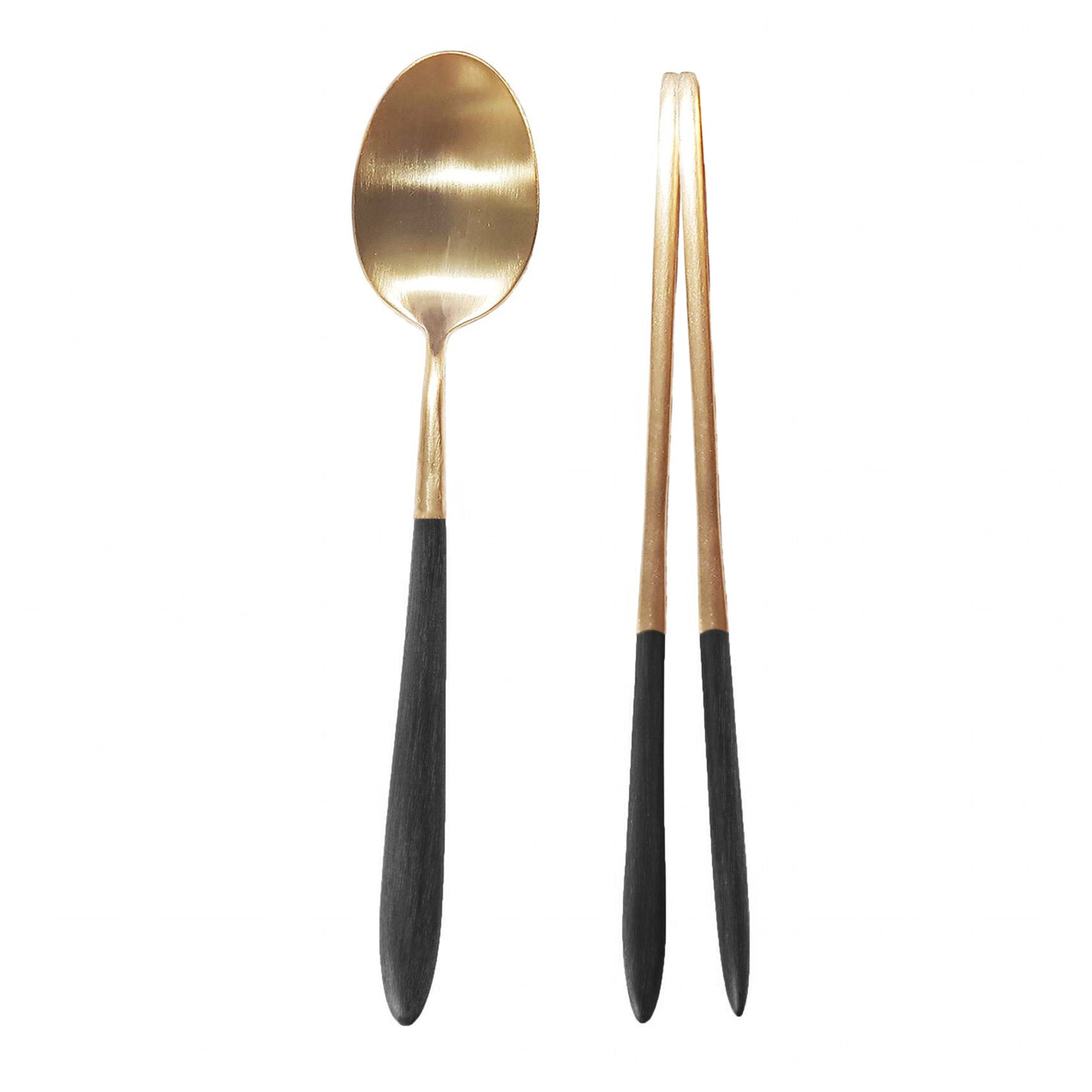 Epic Black Gold Oriental Spoon & Chopsticks Set