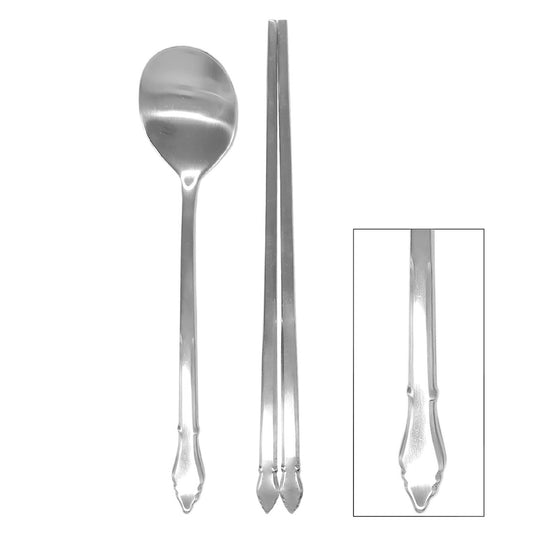 FR3(Satin) Oriental Spoon & Chopsticks Set + Custome Engraving (Optional)