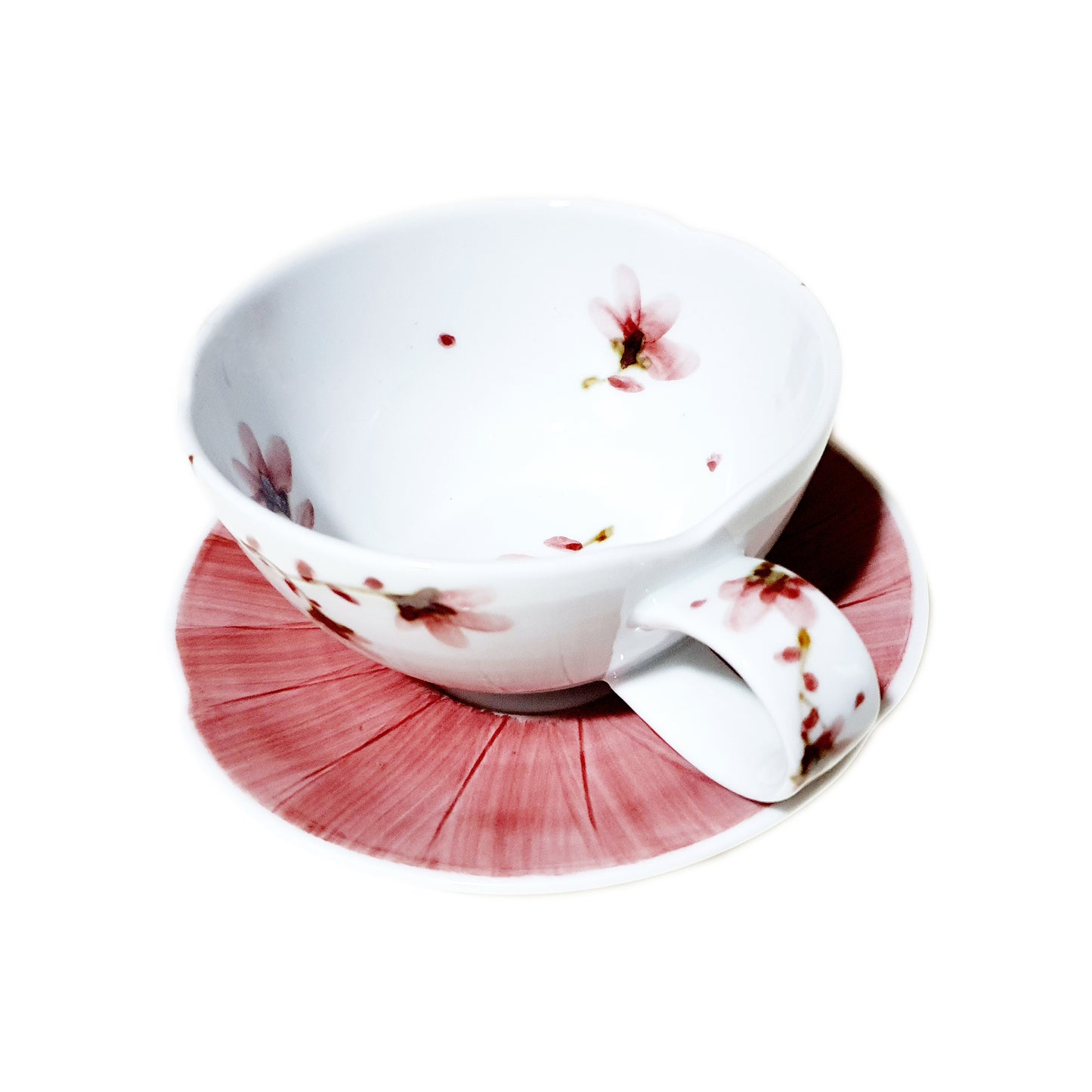 Sky Flower Cappuccino Cup & Saucer Set (Red)