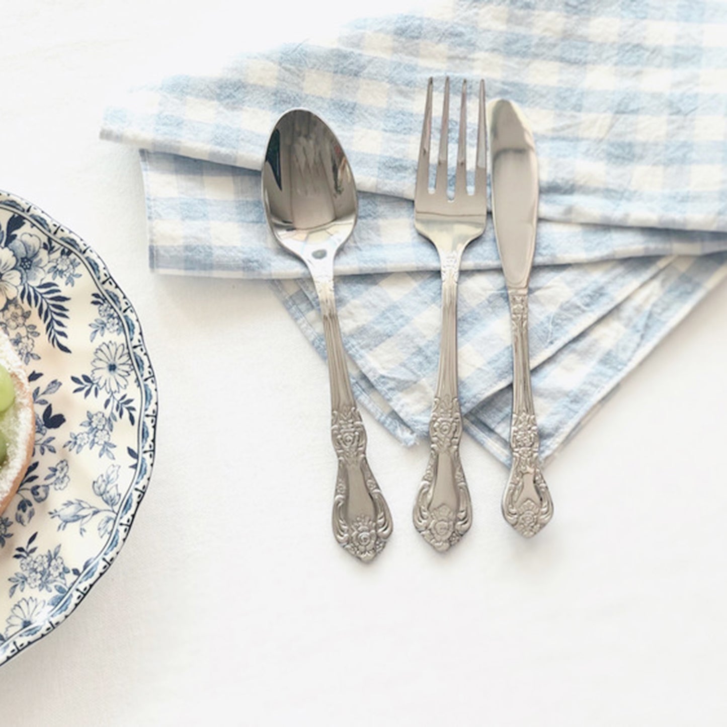 Rose 3-Pcs Coffee Spoon, Cake Fork, Butter Knife Set