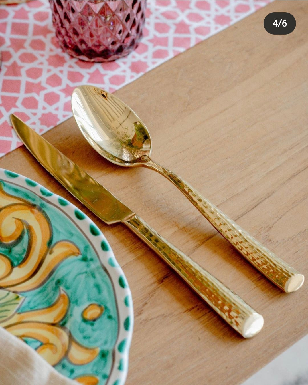 Hammered2 Gold 5P Cutlery [4 Person Sets]