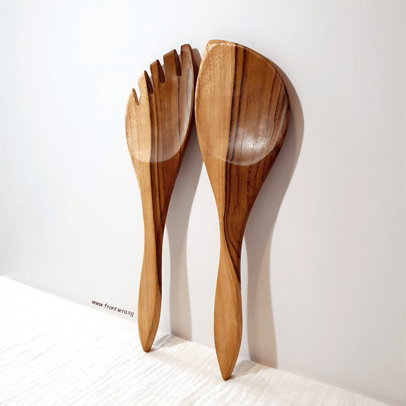 Teakwood 2P Salad Spoon & Fork Set