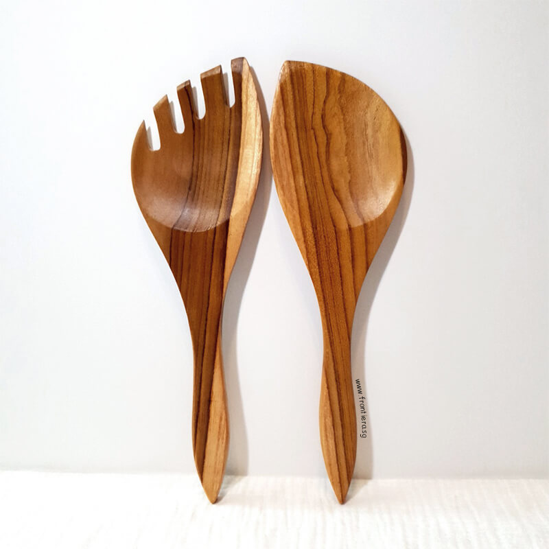 Teakwood 2P Salad Spoon & Fork Set