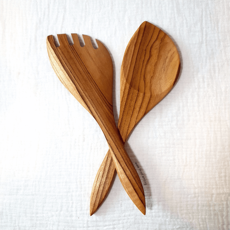 Teakwood 2P Salad Spoon & Fork Set
