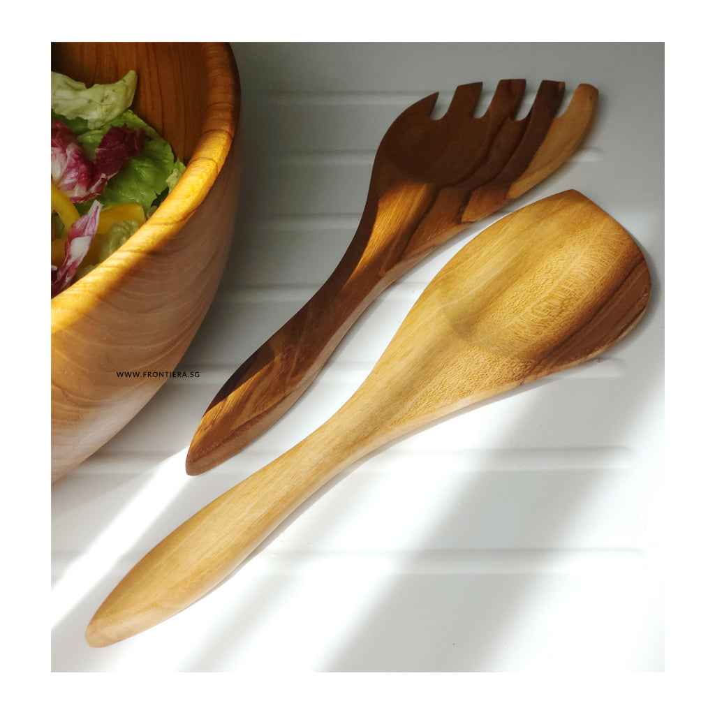 Teakwood 2P Salad Spoon & Fork Set