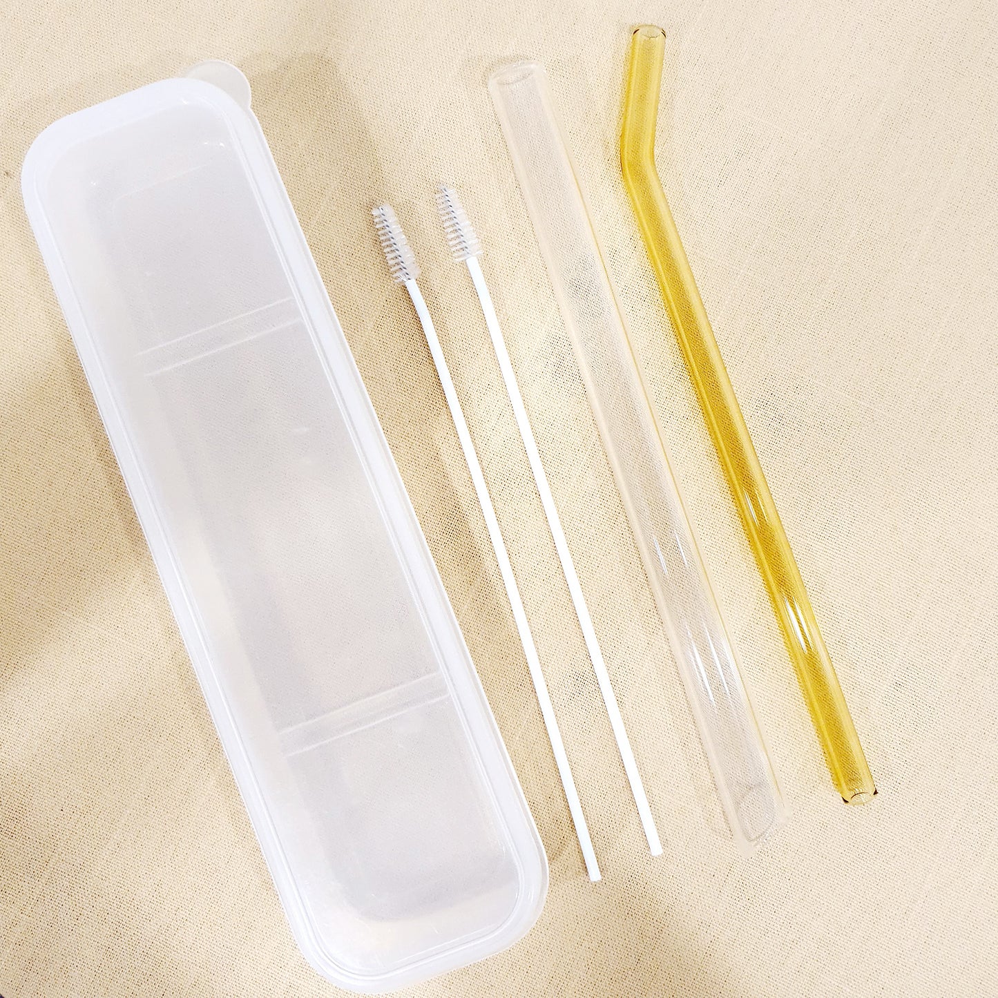 Eco Friendly Glass Straw Set (Yellow)