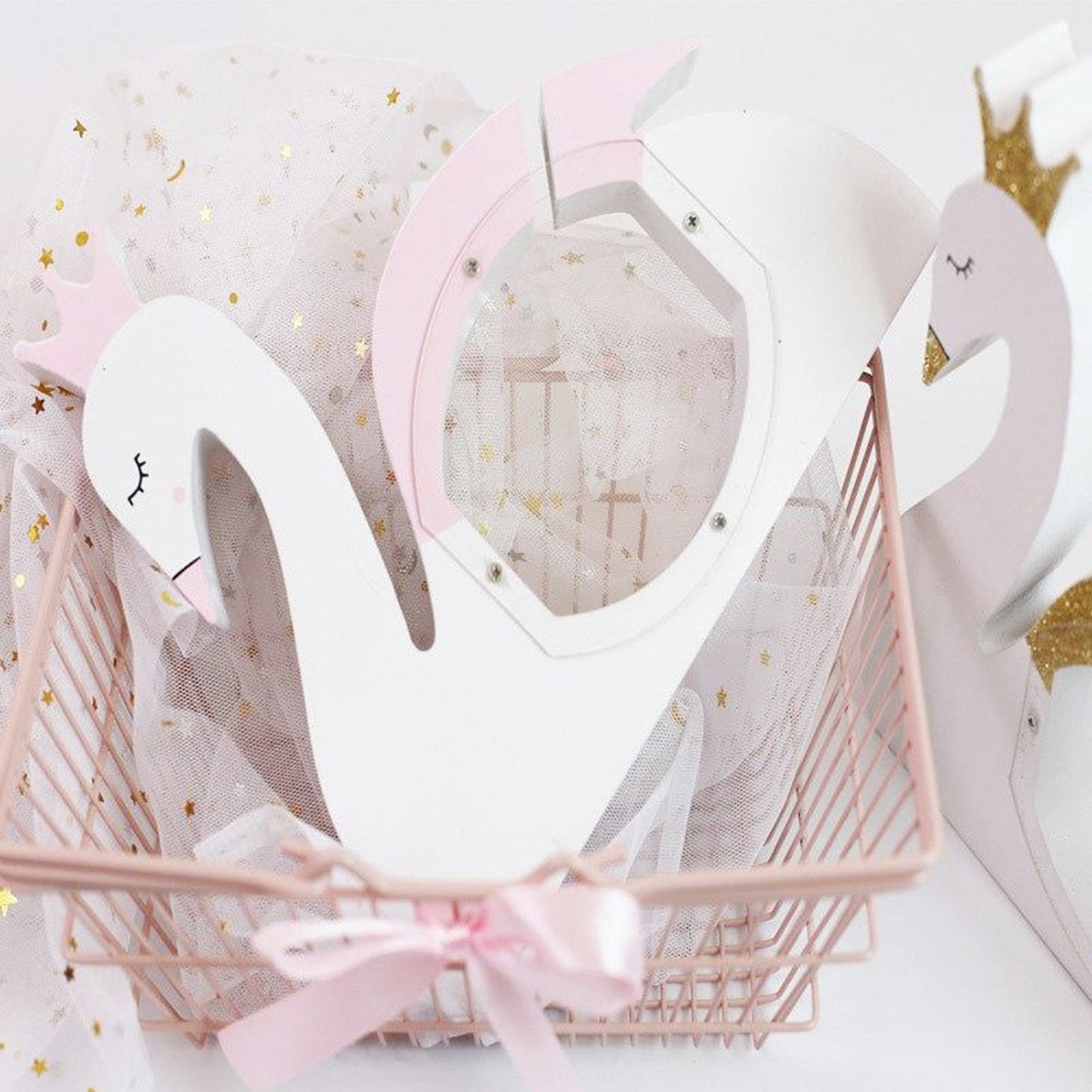 Pink swan wooden coin bank
