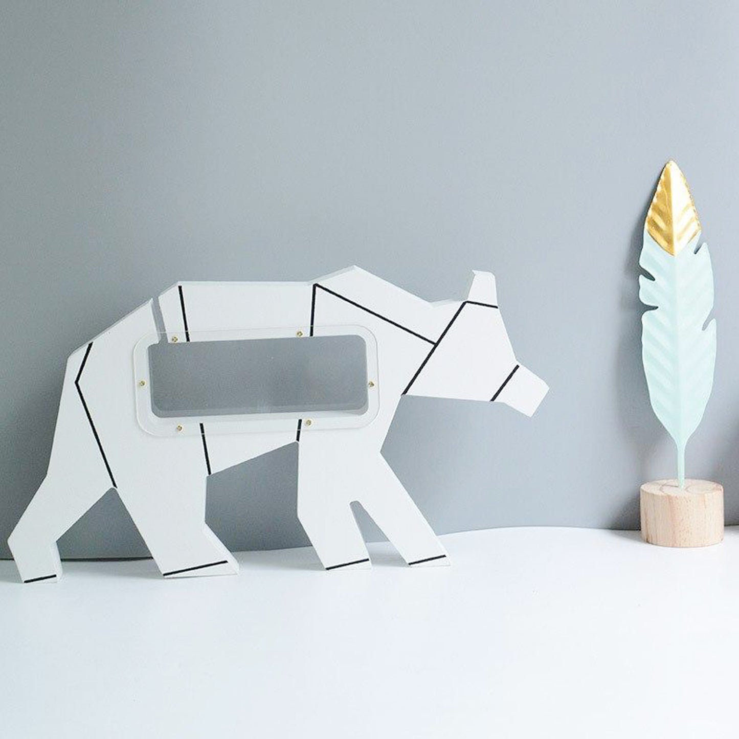 White Bear Wooden coin bank
