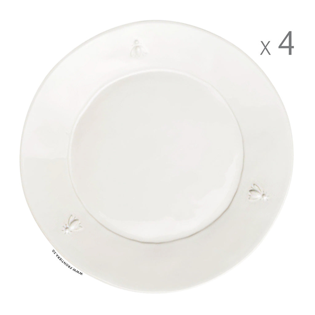 Abeille Bee (Set of 4) Ceramic Ivory Dinner Plates Ø274mm
