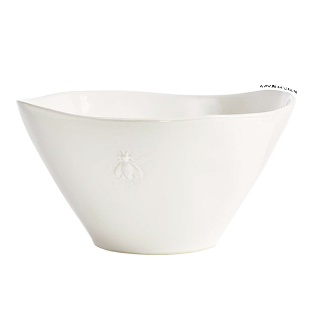 Abeille Bee Ceramic Large Ivory Salad Bowl