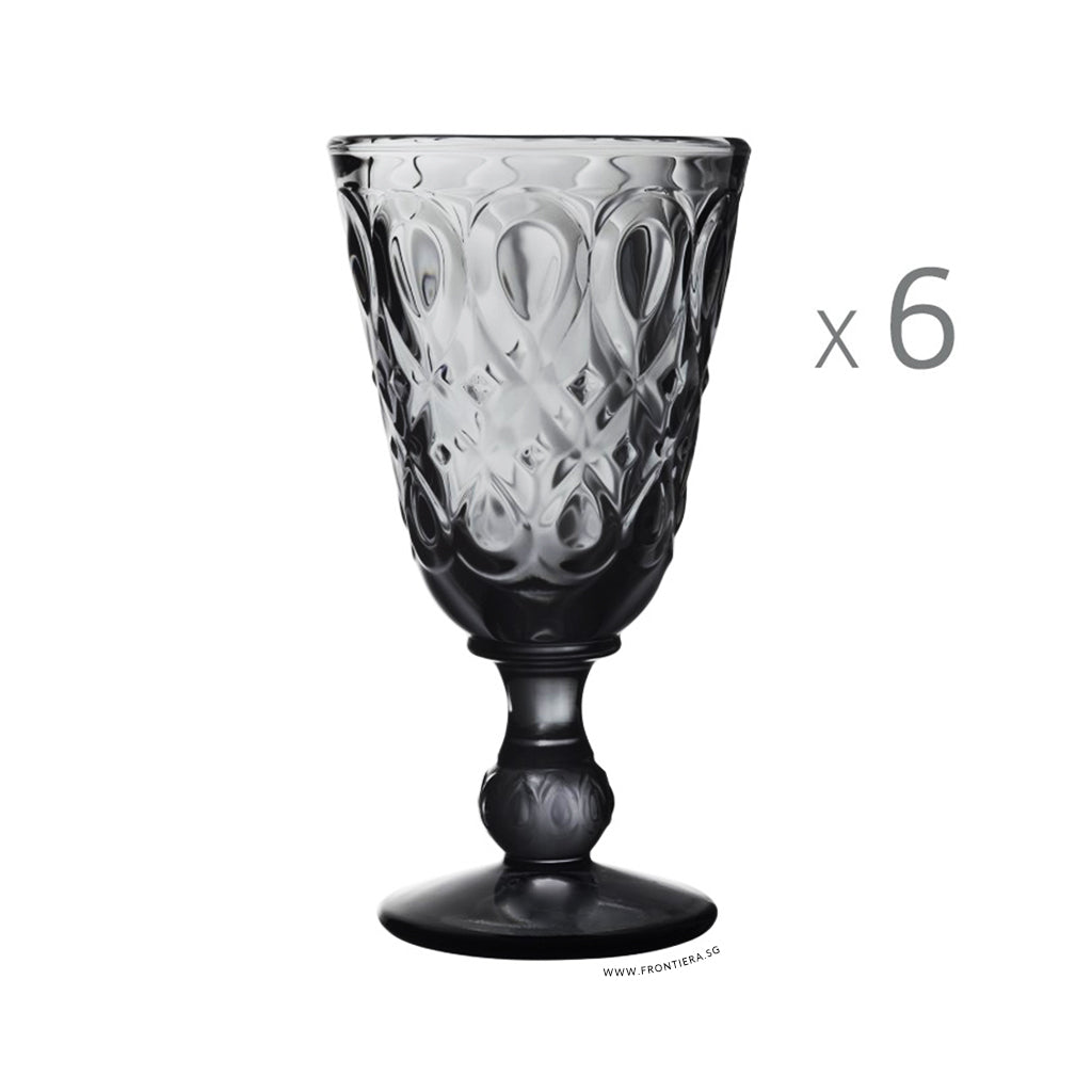 Lyonnais Grey Set of 6 Wine Goblet Glass Ø85xH165mm, 230ml