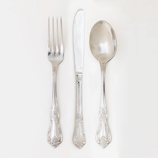 Rose Table Fork, Knife, Spoon 3-Pcs Set