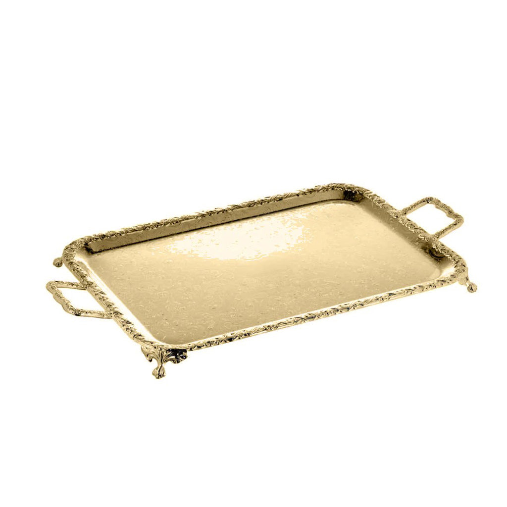 [England Silverware] Gold Plated Medium Oblong Tray with handles and Feets 510mm