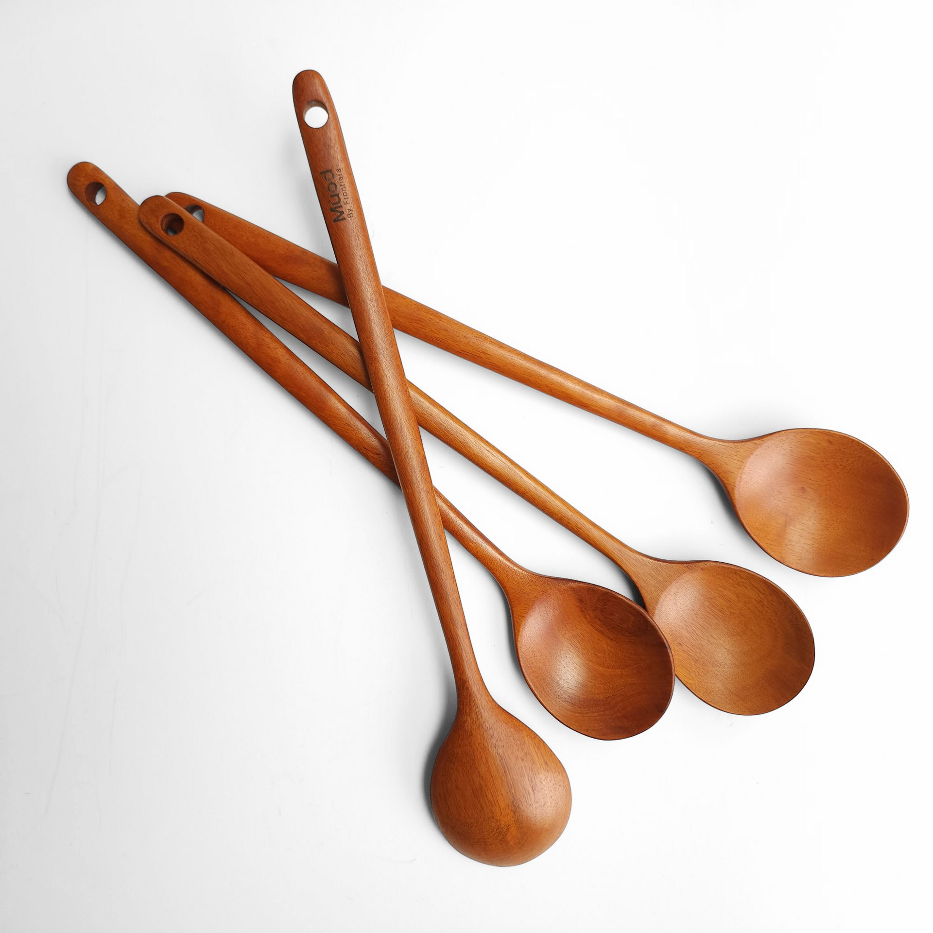 Natural Ottchil Lacquer Wooden Multi Purpose Round Long Spoon