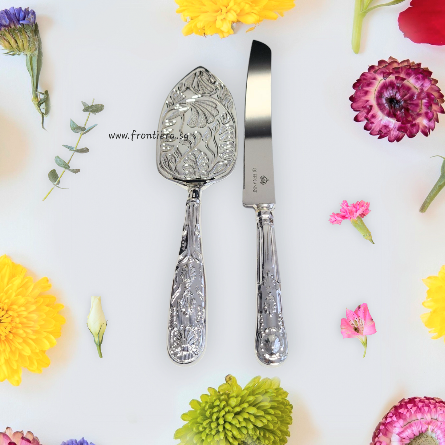 Silverplated Cake Server & Bridal Knife Set