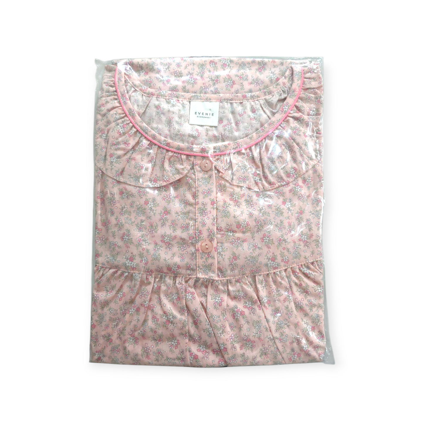 Cotton Floral Lace Pajama 2P Set [Pink]
