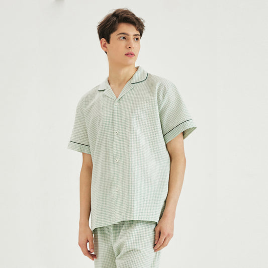 Men Plaid Sleepwear 2P Set [Mint]