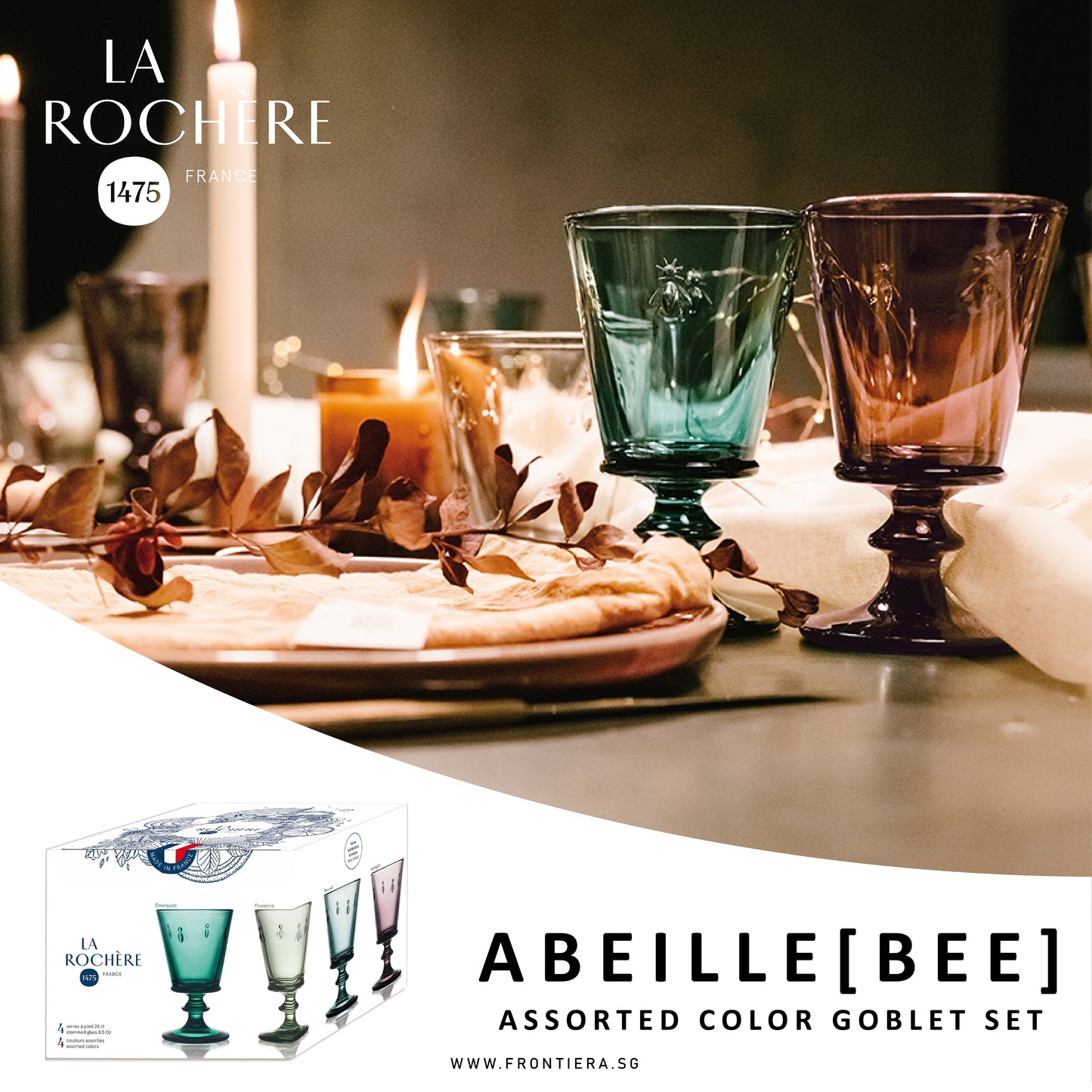 Abeille Bee 4 Assorted Colours Goblet [Set of 4]